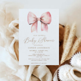 Invitación Baby Shower Chica Minimalista Bow rosa