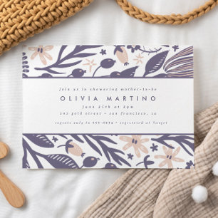 Invitación Baby Shower, Chica moderno de Flor silvestre morad