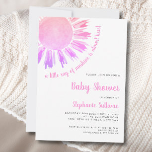 Invitación Baby Shower Chica moderno rosa Sunshine