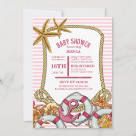 Invitación Baby Shower Chica Náutico Moderno