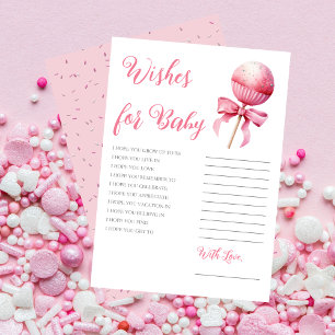 Invitación Baby Shower, Chica pop de pasteles rosados, desea