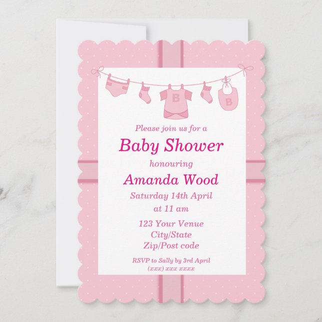 Invitación Baby Shower Chica rosa (Anverso)