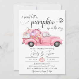 Invitación Baby Shower Chica rosa de calabaza pequeña dulce