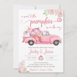 Invitación Baby Shower Chica rosa de calabaza pequeña dulce