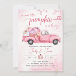 Invitación Baby Shower Chica rosa de calabaza pequeña dulce