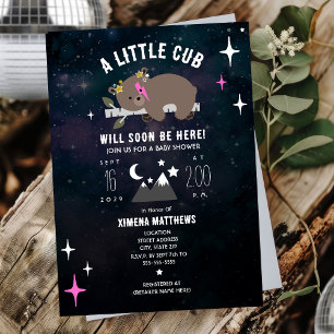 Invitación Baby Shower Chica rosa de cúbito cósmico