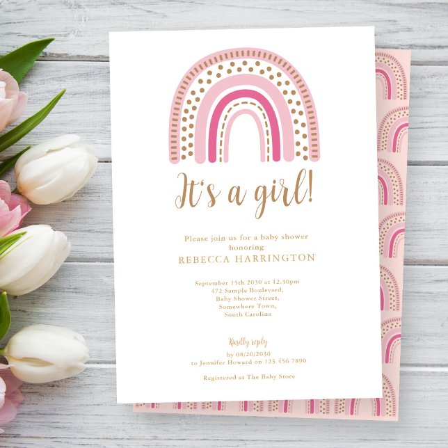 Invitación Baby Shower Chica rosa del boho arcoiris (Subido por el creador)
