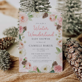 Invitación Baby Shower Chica rosa invernal