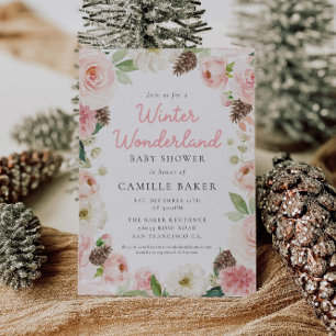 Invitación Baby Shower Chica rosa invernal