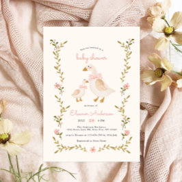 Invitación Baby Shower Chica rosa vintage