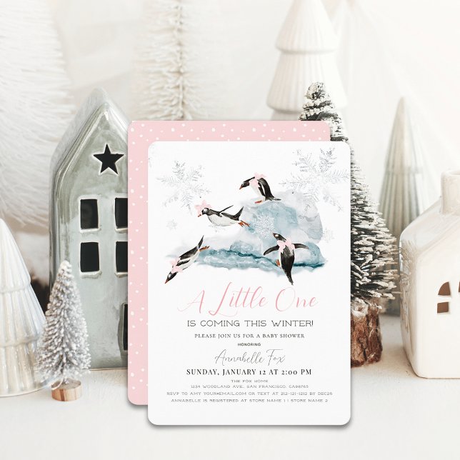 Invitación Baby Shower, Chica rosado de copo de nieve de Peng (Subido por el creador)