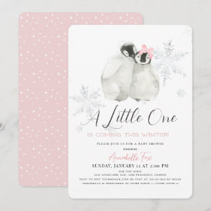 Invitación Baby Shower, Chica rosado de copo de nieve en invi
