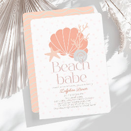 Invitación Baby Shower Chica rosado de las playas de Babe Sea