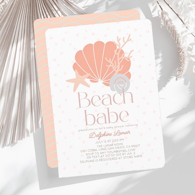 Invitación Baby Shower Chica rosado de las playas de Babe Sea (Subido por el creador)