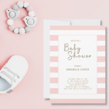 Baby Shower Chica Rubor de rayas blancas rosadas