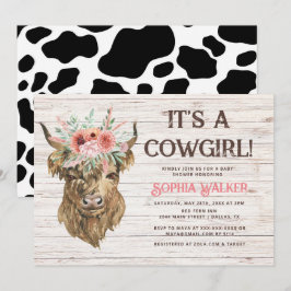 Invitación Baby Shower, Chica ruso de la vaca de Highland