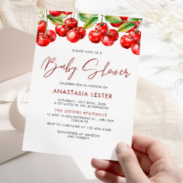 Invitación Baby Shower Chica Sweet Cherry