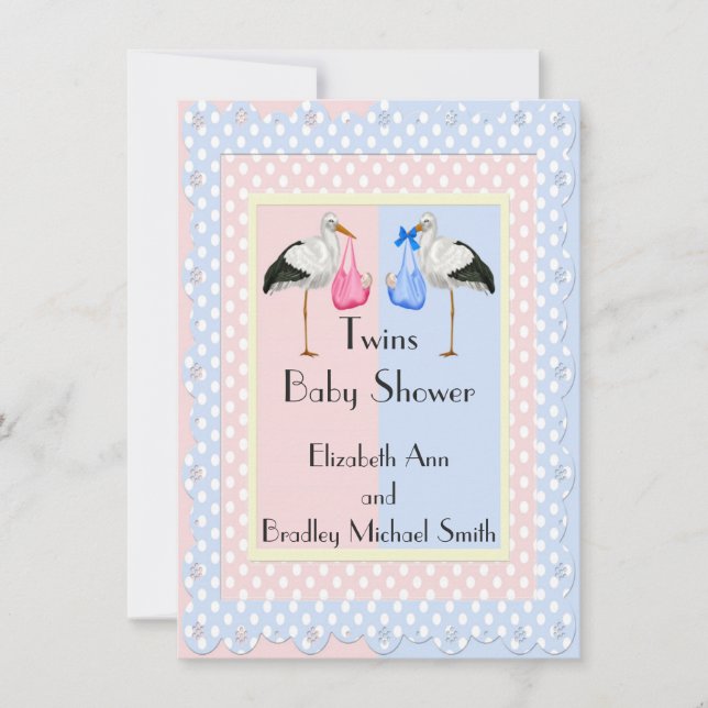 Invitación Baby Shower chica y boy Twins (Anverso)