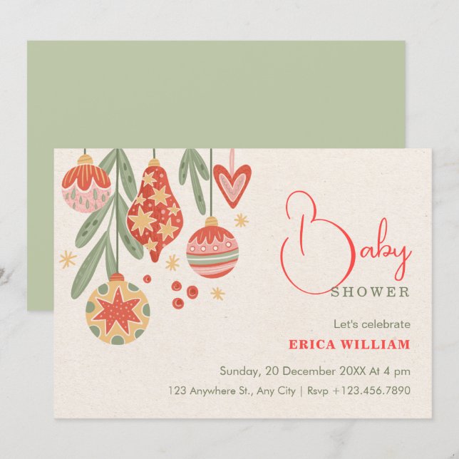 Invitación Baby shower christmas ornament  (Anverso / Reverso)