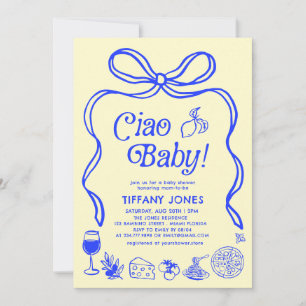 Invitación Baby Shower Ciao Baby Blue Yellow Italiano Lemons