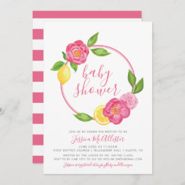 Invitación Baby Shower Citrus Floral Stripe