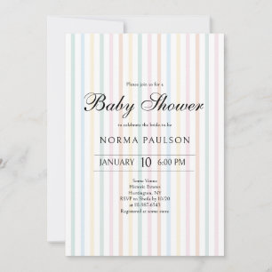 Invitación Baby Shower clásico a rayas de época