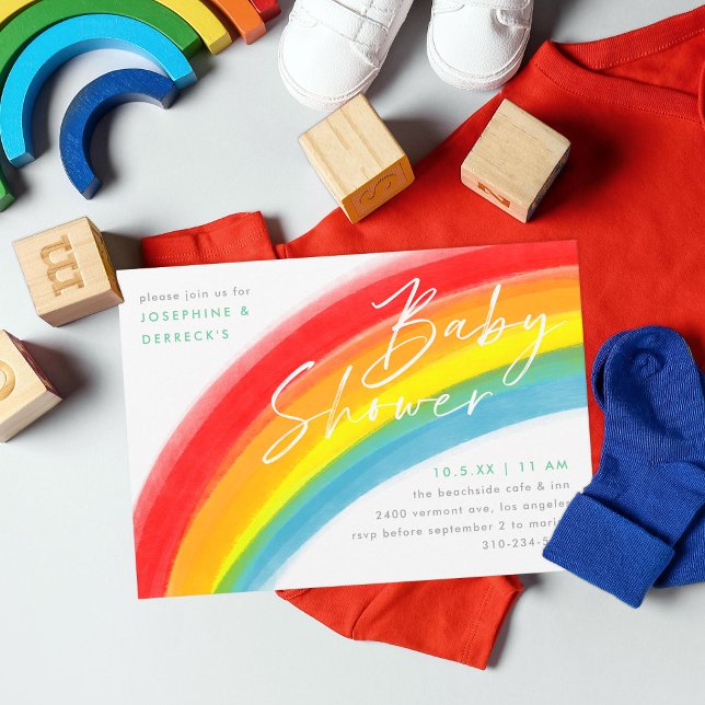 Invitación Baby Shower clásico arcoiris pintado (Subido por el creador)