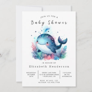 Invitación Baby Shower clásico de ballenas en línea