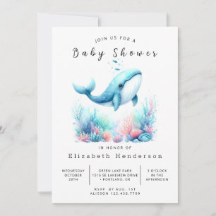 Invitación Baby Shower clásico de ballenas en línea