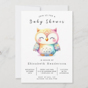Invitación Baby Shower clásico de búho elegante