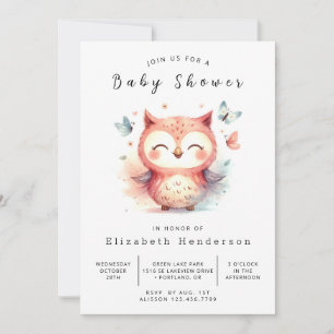 Invitación Baby Shower clásico de búho encantado