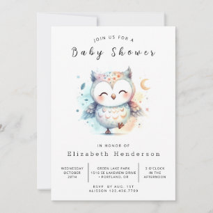 Invitación Baby Shower clásico de búho salvaje
