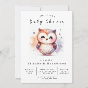 Invitación Baby Shower clásico de búho simple