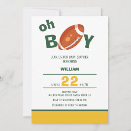 Invitación Baby Shower clásico del fútbol Oh Boy Retro