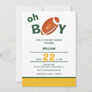 Invitación Baby Shower clásico del fútbol Oh Boy Retro