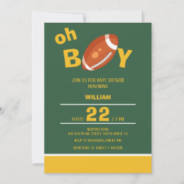 Invitación Baby Shower clásico del fútbol Oh Boy Retro