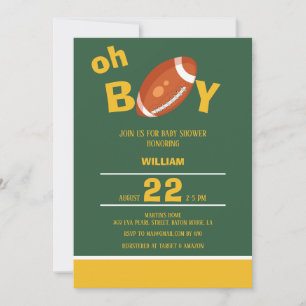 Invitación Baby Shower clásico del fútbol Oh Boy Retro