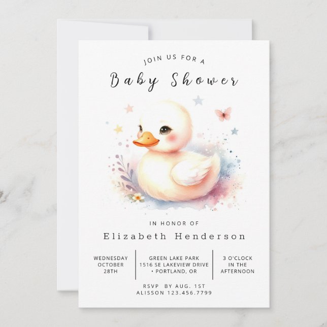 Invitación Baby Shower clásico del pato digital (Anverso)