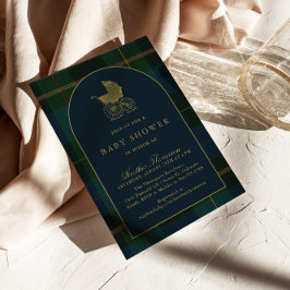 Invitación Baby Shower clásico polo oscuro verde