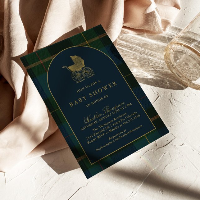 Invitación Baby Shower clásico polo oscuro verde (Subido por el creador)