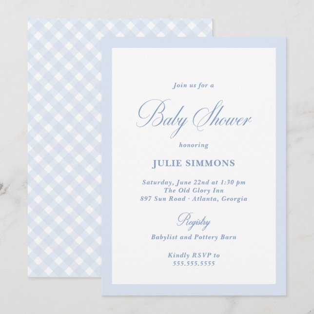 Invitación Baby Shower Classic (Anverso / Reverso)