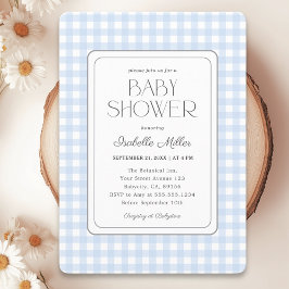 Invitación Baby Shower Classic Blue Gingham Boy