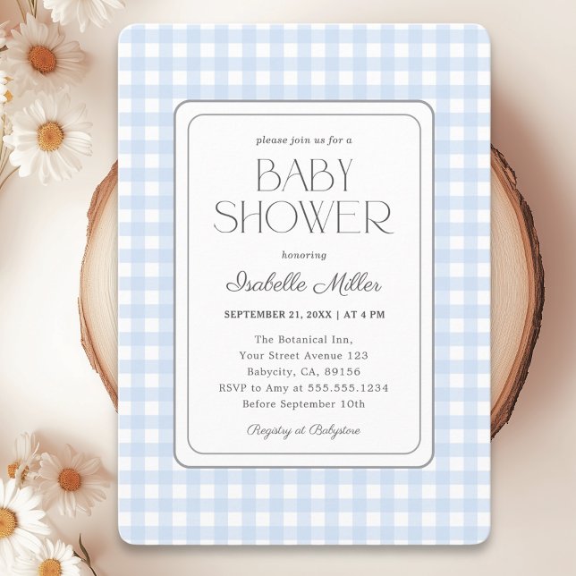 Invitación Baby Shower Classic Blue Gingham Boy (Subido por el creador)