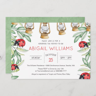 Invitación Baby Shower Classic Lady Bug Greenery Garden