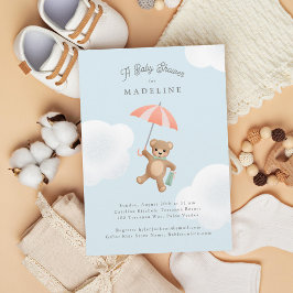 Invitación Baby Shower Classic Teddy Bear Pastel