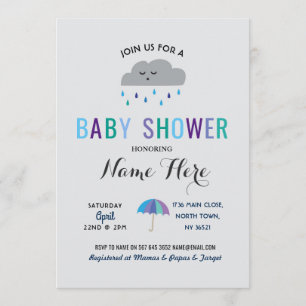Invitación Baby Shower Cloud Sprinkle Rain Cute Rain