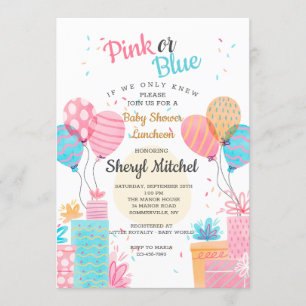 Invitación Baby Shower color agua rosa o azul