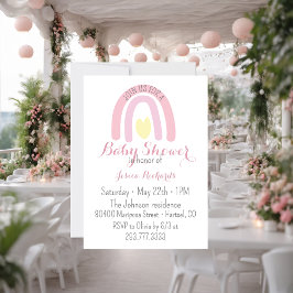 Invitación Baby Shower color arcoiris rosa color de agua Chic