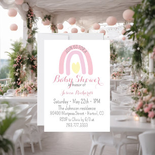 Invitación Baby Shower color arcoiris rosa color de agua Chic