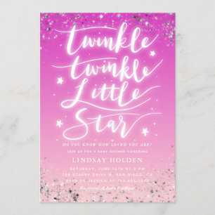 Invitación Baby Shower color rosa de estrella pequeña